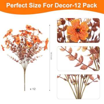 Fall Flowers Artificial for Decoration,Faux Artificial Flowers for Outdoors,Realistic Autumn Fall Leaves Silk Daisy,Thanksgiving Garden Flower Pot Fake Plants,Front Porch,Courtyard,Patio,Lawn (orange)