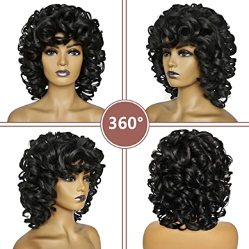 KEAT Short Curly Wig for All Occasions with Bangs