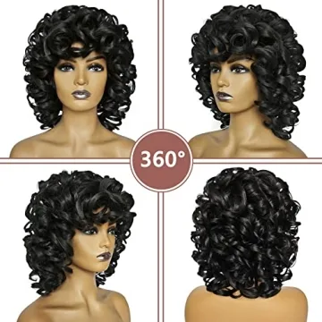 KEAT Short Curly Wig for All Occasions with Bangs
