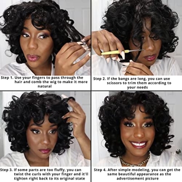 KEAT Short Curly Wig for All Occasions with Bangs
