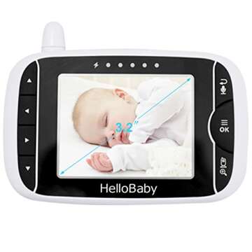 HelloBaby 3.2 Inch Video Baby Monitor with Night Vision & Temperature Sensor, Two Way Talkback System