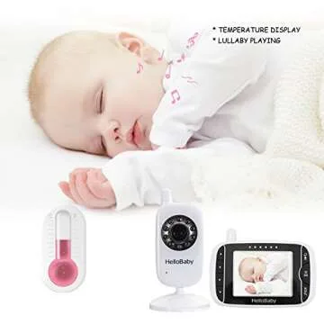 HelloBaby 3.2 Inch Video Baby Monitor with Night Vision & Temperature Sensor, Two Way Talkback System