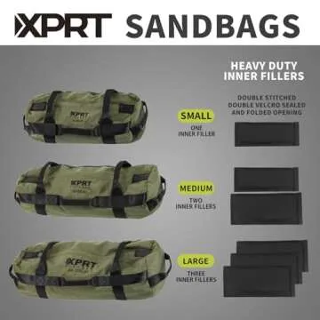 XPRT Fitness Workout Sandbag for Heavy Duty Workout Cross Training 7 Multi-positional Handles - Color Army Green/Black/Camo (Army Green, Small)