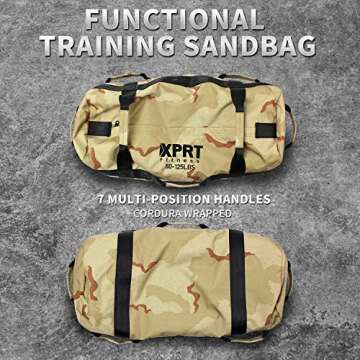 XPRT Fitness Workout Sandbag for Heavy Duty Workout Cross Training 7 Multi-positional Handles - Color Army Green/Black/Camo (Army Green, Small)
