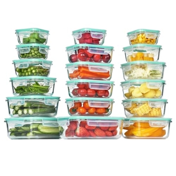 Vtopmart 18-Pack Glass Food Storage Containers - Meal Prep, Airtight, Leakproof