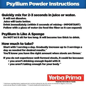 Yerba Prima Psyllium Husk Powder 12 oz (Pack of 2) - Natural Fiber Supplement