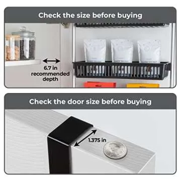 Smart Design Over-the-Door Organizer for Storage – Perfect for Pantry Organization, Bedroom, Bathroom Storage, Playroom, or Kitchen - Adjustable Steel Frame with 6 Baskets & Wall Mount – Black