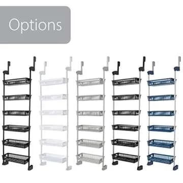 Smart Design Over-the-Door Organizer for Storage – Perfect for Pantry Organization, Bedroom, Bathroom Storage, Playroom, or Kitchen - Adjustable Steel Frame with 6 Baskets & Wall Mount – Black