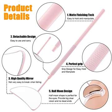 Pink Lash Mirror for Eyelash Extensions - Stainless Steel Tool