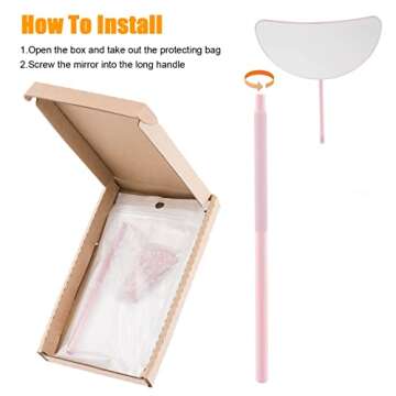 Pink Lash Mirror for Eyelash Extensions - Stainless Steel Tool