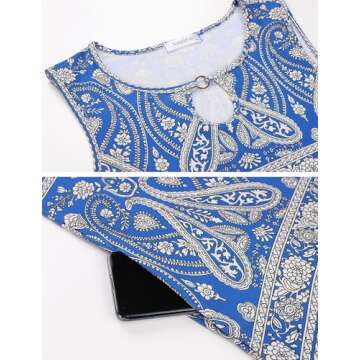 SimpleFun Sundresses for Women Beach Short Boho Dresses Summer Flowy Tank Dress Cruise Outfits Blue,L