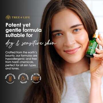 Tree of Life Beauty Vitamin C Skin Care Set, Skin Brightening Face Oil for Dark and Age Spots, Facial Serums for Dry and Sensitive Skin with Hyaluronic Acid & Vitamin E for Soft Smooth Skin, 1 Fl Oz