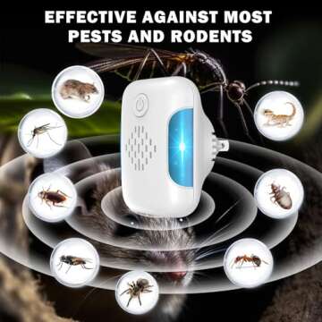 Ultrasonic Pest & Mouse Repeller, Indoor Pest Control, Ultrasonic Pest Repellent, Indoor Pest Control for Home, Kitchen, Office, Warehouse, Hotel, Two Mode Switching, 6 Packs