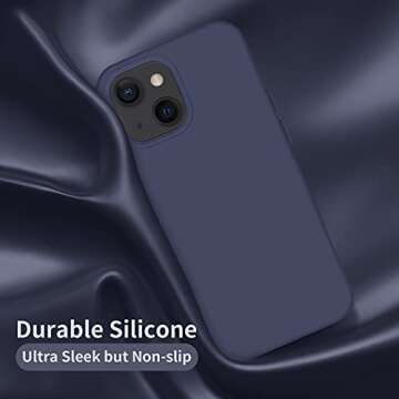 Cordking Designed for iPhone 13 Case, Designed for iPhone 14 Case, Silicone Ultra Slim Shockproof Protective Phone Case with [Soft Anti-Scratch Microfiber Lining], 6.1 inch, Navy Blue