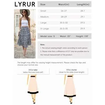 Lyrur Women's Skirts Elastic Waist Flowy Summer Boho Ruffle Casual Floral Midi Tiered Skirts with Po...