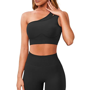 OMKAGI Seamless One Shoulder Workout Set for Women