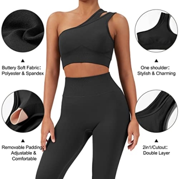 OMKAGI Seamless One Shoulder Workout Set for Women