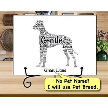 Great Dane Personalize Dog Wall Art Print | Home Decor Gift Wrapped | Custom Name | Pet Loss Memorial Present for Owners | USA Handmade