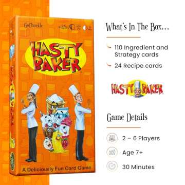 Hasty Baker Family Card Game - A Race to Collect Ingredients and Complete Recipes, for Families, Adults, Kids, Ages 7+, 2-6 Players, by GoChuckle