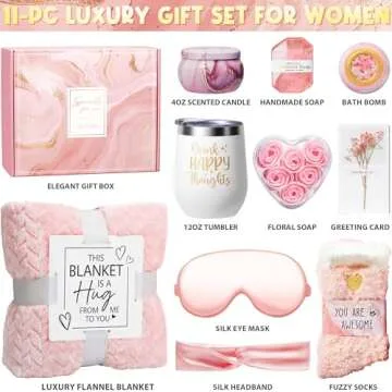 Birthday Gifts for Women Self Care Gifts Get Well Soon Gifts, Rose Relaxing Spa Gifts Basket Care Pa...