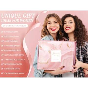 Birthday Gifts for Women Self Care Gifts Get Well Soon Gifts, Rose Relaxing Spa Gifts Basket Care Package w/ Luxury Flannel Blanket, Unique Valentines Day Gifts for Her Mom Friend Daughter Sister Wife