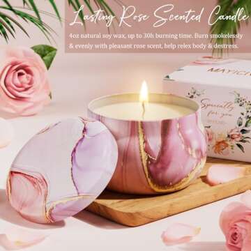 Birthday Gifts for Women Self Care Gifts Get Well Soon Gifts, Rose Relaxing Spa Gifts Basket Care Package w/ Luxury Flannel Blanket, Unique Valentines Day Gifts for Her Mom Friend Daughter Sister Wife