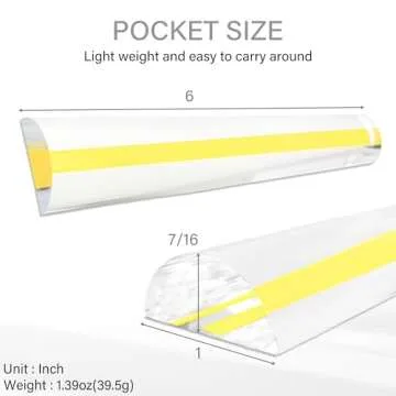 MAGDEPO 2X Bar Magnifying Ruler 6" with Guiding Line & Clip for Easy Reading