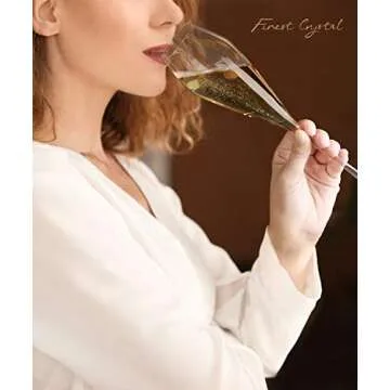 AOOE Hand Blown Crystal Champagne Flutes Set of 4