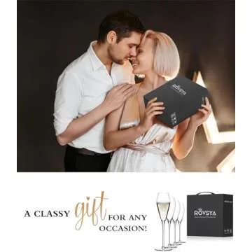 AOOE Hand Blown Crystal Champagne Flutes Set of 4