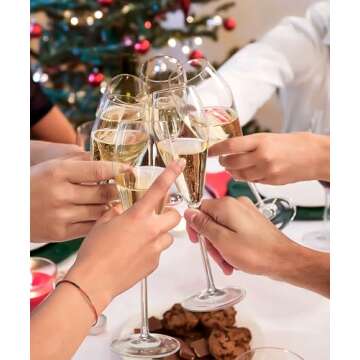 AOOE Hand Blown Crystal Champagne Flutes Set of 4