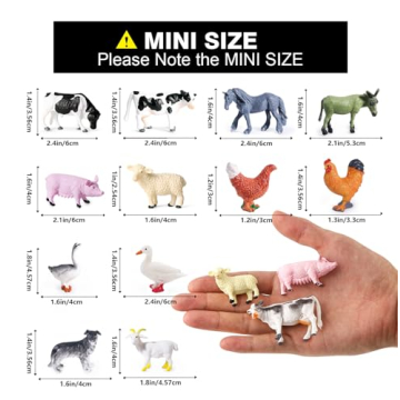 SIENON Mini Farm Animal Figurines - 12Pcs Educational Toys