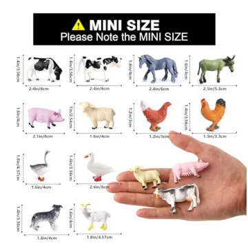 SIENON Mini Farm Animal Figurines - 12Pcs Educational Toys