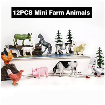 SIENON Mini Farm Animal Figurines - 12Pcs Educational Toys