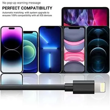 Fast Charging Black iPhone Charger 3-Pack MFi Certified