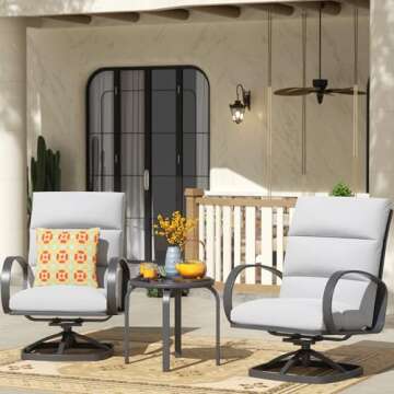 NATURAL EXPRESSIONS Patio Bistro Set, 3 Piece Outdoor Swivel Glider Rocking Chairs, Conversation Fur...
