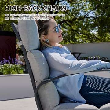 NATURAL EXPRESSIONS Patio Bistro Set, 3 Piece Outdoor Swivel Glider Rocking Chairs, Conversation Furniture with 2 Highback Rockers, 1 Metal Table and 5" Cushion for Backyard,Porch,Poolside,350lb.