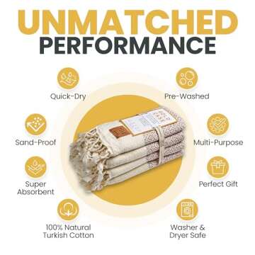 Gold CASE Turkish Hand Towels Set of 4 – 100% Cotton – Decorative and Functional