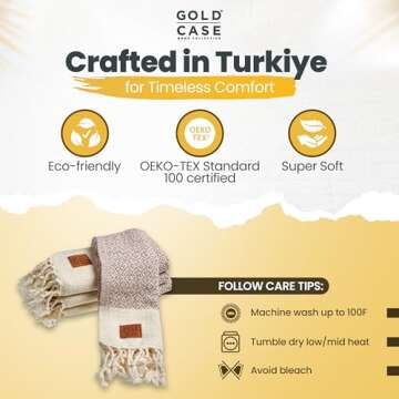 Gold CASE Turkish Hand Towels Set of 4 - 100% Cotton