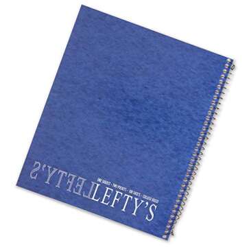 Left-Handed College Ruled Notebook Printed with "Lefty's" on the Cover, Set of 5, Assorted Colors