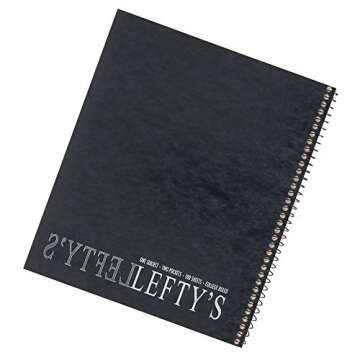 Left-Handed College Ruled Notebook Printed with "Lefty's" on the Cover, Set of 5, Assorted Colors