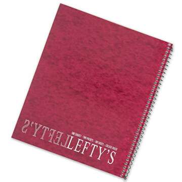 Left-Handed College Ruled Notebook Printed with "Lefty's" on the Cover, Set of 5, Assorted Colors
