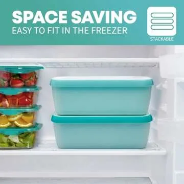 Ice Cream Storage Containers with Lids 2 PACK - 1.5 Quarts Homemade Ice Cream Tubs, Freezer Containers, Turquoise & Green