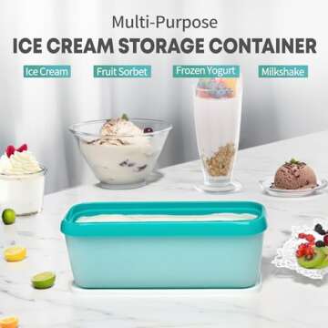 Ice Cream Storage Containers with Lids 2 PACK - 1.5 Quarts Homemade Ice Cream Tubs, Freezer Containers, Turquoise & Green