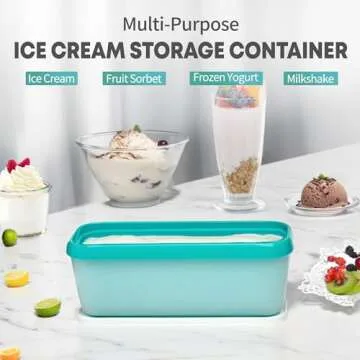 Ice Cream Storage Containers with Lids 2 PACK - 1.5 Quarts Homemade Ice Cream Tubs, Freezer Containers, Turquoise & Green