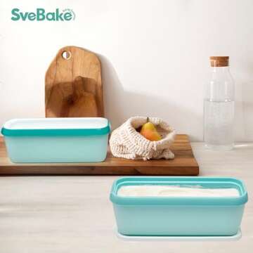 Ice Cream Storage Containers with Lids 2 PACK - 1.5 Quarts Homemade Ice Cream Tubs, Freezer Containers, Turquoise & Green