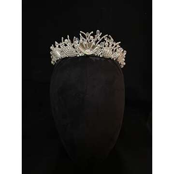 Sunshinesmile Bride Silver Shell Crystal Crowns Bride tiara Wedding Crown Headpiece Wedding Hair Jewelry Accessories