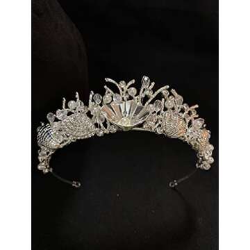 Sunshinesmile Bride Silver Shell Crystal Crowns Bride tiara Wedding Crown Headpiece Wedding Hair Jewelry Accessories