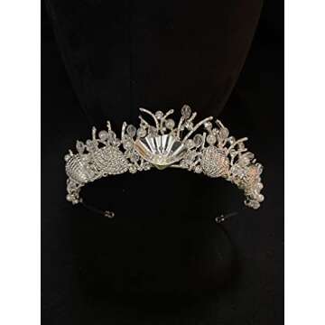 Sunshinesmile Bride Silver Shell Crystal Crowns Bride tiara Wedding Crown Headpiece Wedding Hair Jewelry Accessories