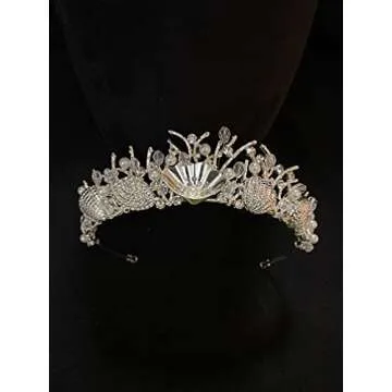 Sunshinesmile Bride Silver Shell Crystal Crowns Bride tiara Wedding Crown Headpiece Wedding Hair Jewelry Accessories