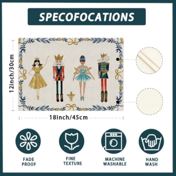 Nutcracker Placemats Set of 4 - Perfect Holiday Dining